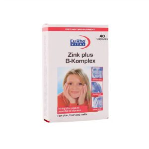 کپسول Zinc Plus B Complex یوروویتال 40 عددی تقویت مو، ناخن و پوست با جذب بالا و بدون عوارض گوارشی